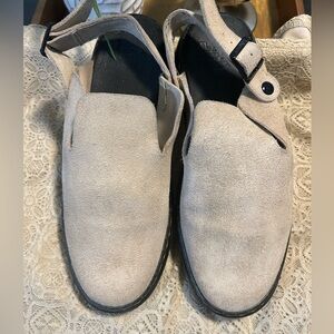 Dr. Martens Light Beige Suede Slip-On Sneakers with Heel Strap